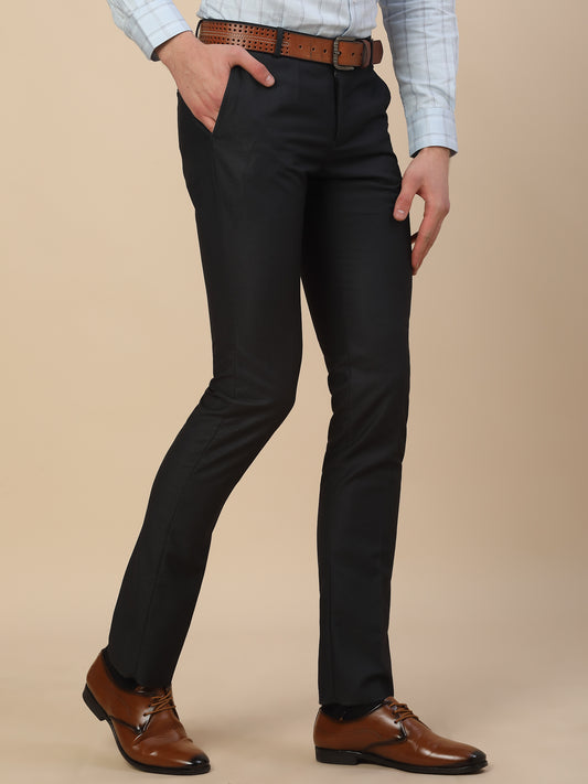 Formal Trouser for Men | Breathable & Soft with Color Fastness Regular Fit Terry Rayon Fabric Self Design Pattern Button Closure