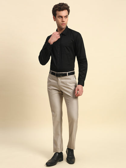 Formal Trouser for Men l Breathable & Soft with Color Fastness Regular Fit Terry Rayon Fabric Solid Pattern Button Closure