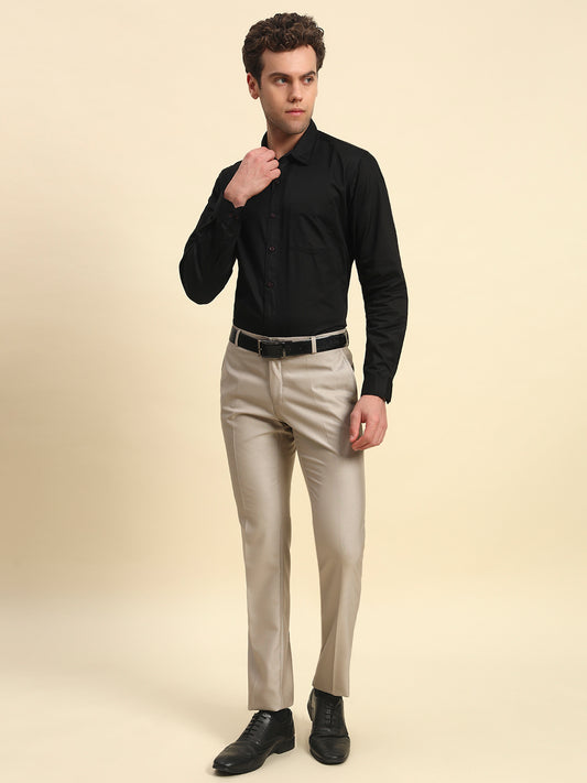 Formal Trouser for Men l Breathable & Soft with Color Fastness Regular Fit Terry Rayon Fabric Solid Pattern Button Closure