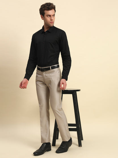 Formal Trouser for Men l Breathable & Soft with Color Fastness Regular Fit Terry Rayon Fabric Solid Pattern Button Closure