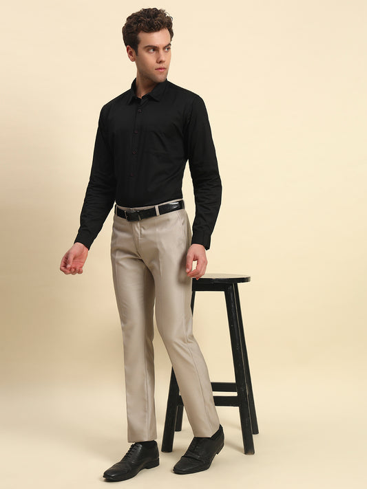 Formal Trouser for Men l Breathable & Soft with Color Fastness Regular Fit Terry Rayon Fabric Solid Pattern Button Closure