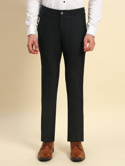 Formal Trouser for Men l Breathable & Soft with Color Fastness Regular Fit Terry Rayon Fabric Solid Pattern Button Closure