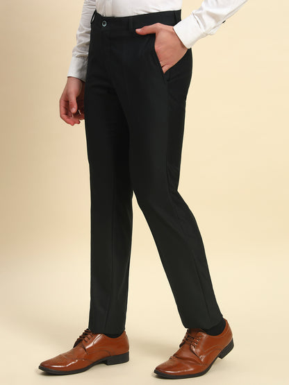 Formal Trouser for Men l Breathable & Soft with Color Fastness Regular Fit Terry Rayon Fabric Solid Pattern Button Closure