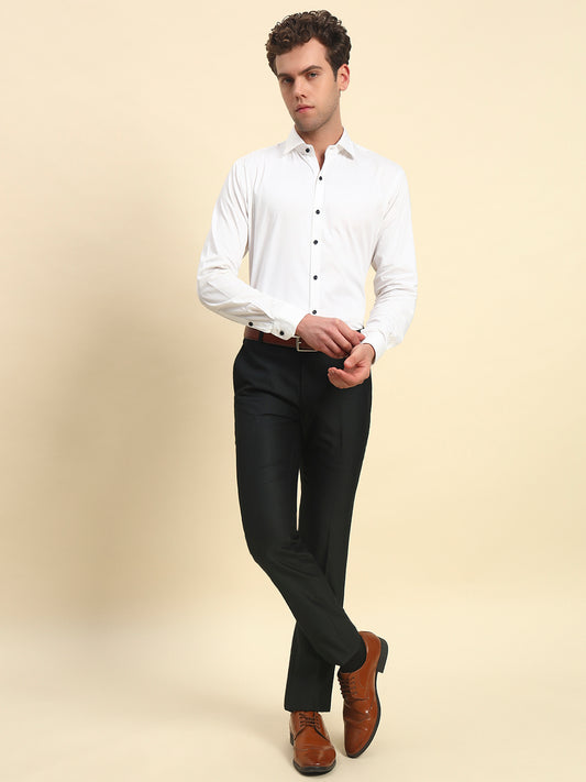 Formal Trouser for Men l Breathable & Soft with Color Fastness Regular Fit Terry Rayon Fabric Solid Pattern Button Closure