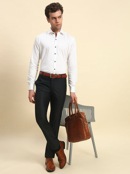 Formal Trouser for Men l Breathable & Soft with Color Fastness Regular Fit Terry Rayon Fabric Solid Pattern Button Closure