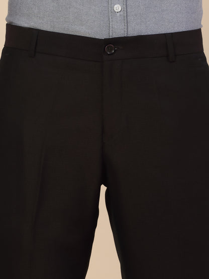 Formal Trouser for Men | Breathable & Soft with Color Fastness Regular Fit Terry Rayon Fabric Self Design Pattern Button Closure