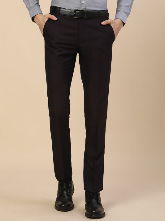 Formal Trouser for Men | Breathable & Soft with Color Fastness Regular Fit Terry Rayon Fabric Self Design Pattern Button Closure