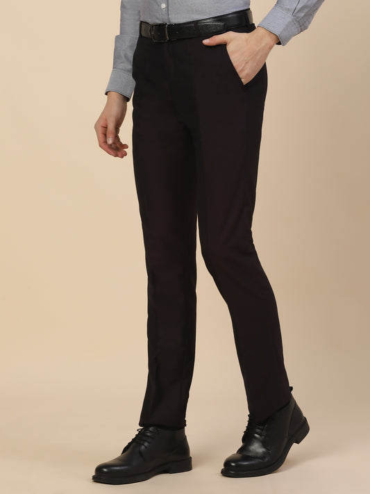 Formal Trouser for Men | Breathable & Soft with Color Fastness Regular Fit Terry Rayon Fabric Self Design Pattern Button Closure
