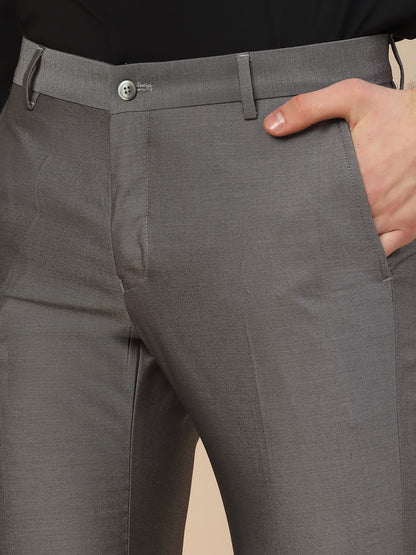 Formal Trouser for Men | Breathable & Soft with Color Fastness Regular Fit Terry Rayon Fabric Self Design Pattern Button Closure
