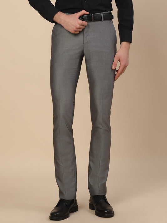 Formal Trouser for Men | Breathable & Soft with Color Fastness Regular Fit Terry Rayon Fabric Self Design Pattern Button Closure
