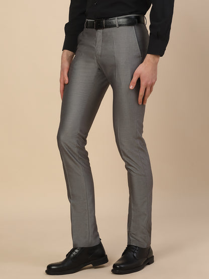 Formal Trouser for Men | Breathable & Soft with Color Fastness Regular Fit Terry Rayon Fabric Self Design Pattern Button Closure