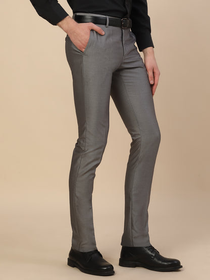 Formal Trouser for Men | Breathable & Soft with Color Fastness Regular Fit Terry Rayon Fabric Self Design Pattern Button Closure