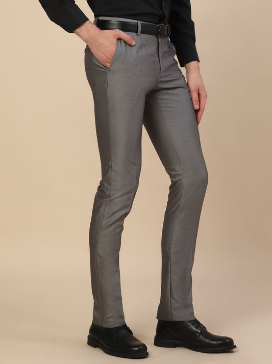 Formal Trouser for Men | Breathable & Soft with Color Fastness Regular Fit Terry Rayon Fabric Self Design Pattern Button Closure