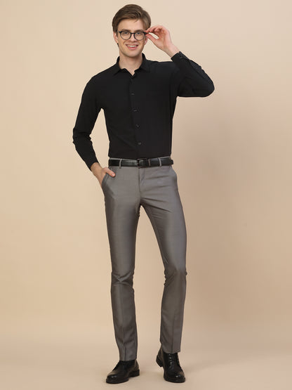 Formal Trouser for Men | Breathable & Soft with Color Fastness Regular Fit Terry Rayon Fabric Self Design Pattern Button Closure