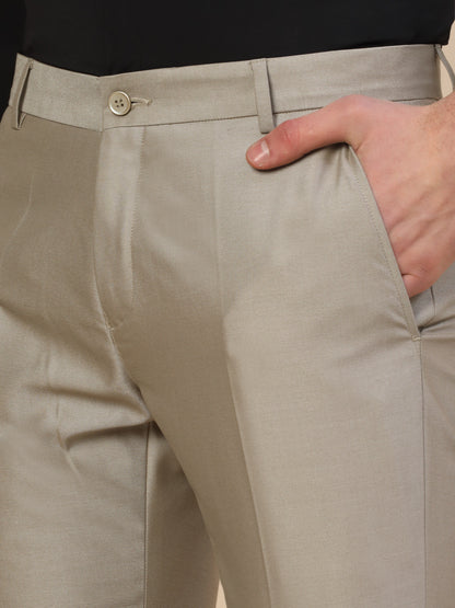 Formal Trouser for Men | Breathable & Soft with Color Fastness Regular Fit Terry Rayon Fabric Self Design Pattern Button Closure