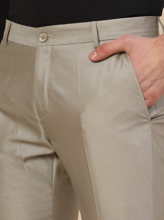 Formal Trouser for Men | Breathable & Soft with Color Fastness Regular Fit Terry Rayon Fabric Self Design Pattern Button Closure