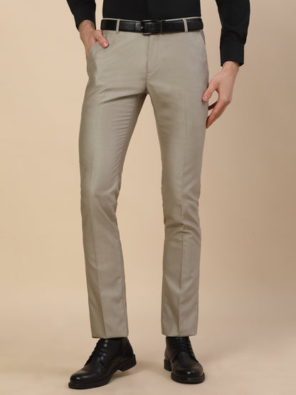 Formal Trouser for Men | Breathable & Soft with Color Fastness Regular Fit Terry Rayon Fabric Self Design Pattern Button Closure