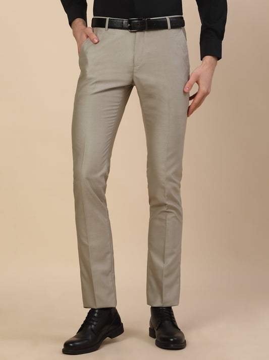 Formal Trouser for Men | Breathable & Soft with Color Fastness Regular Fit Terry Rayon Fabric Self Design Pattern Button Closure