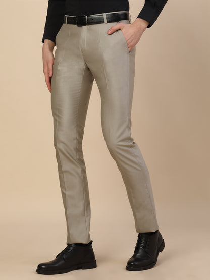 Formal Trouser for Men | Breathable & Soft with Color Fastness Regular Fit Terry Rayon Fabric Self Design Pattern Button Closure