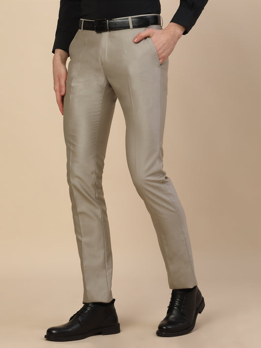 Formal Trouser for Men | Breathable & Soft with Color Fastness Regular Fit Terry Rayon Fabric Self Design Pattern Button Closure