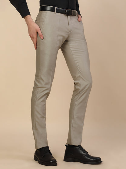Formal Trouser for Men | Breathable & Soft with Color Fastness Regular Fit Terry Rayon Fabric Self Design Pattern Button Closure
