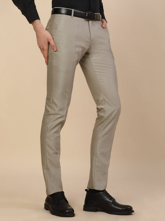 Formal Trouser for Men | Breathable & Soft with Color Fastness Regular Fit Terry Rayon Fabric Self Design Pattern Button Closure
