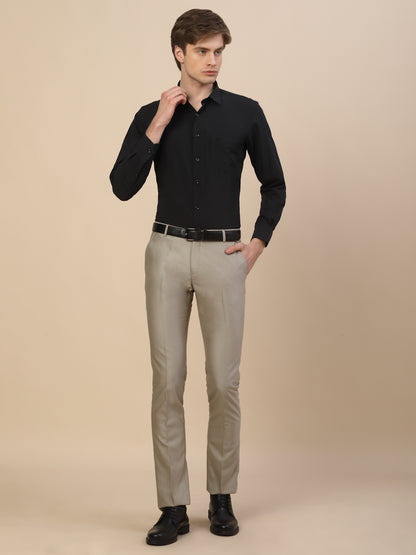 Formal Trouser for Men | Breathable & Soft with Color Fastness Regular Fit Terry Rayon Fabric Self Design Pattern Button Closure