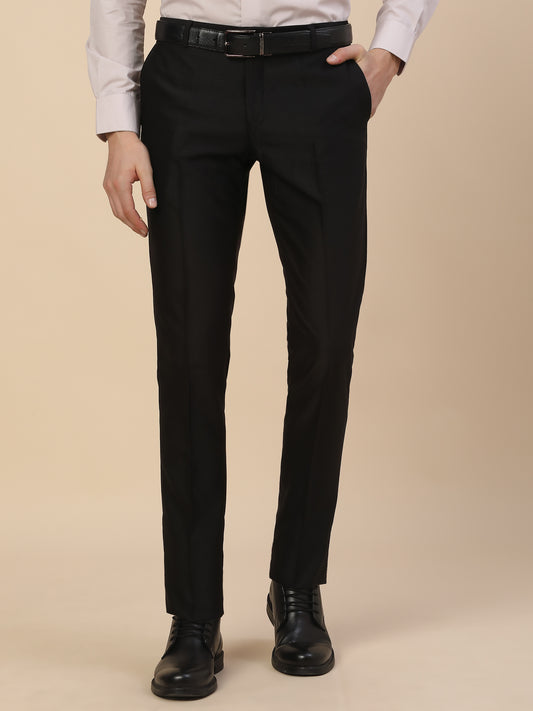 Formal Trouser for Men | Breathable & Soft with Color Fastness Regular Fit Terry Rayon Fabric Solid Pattern Button Closure