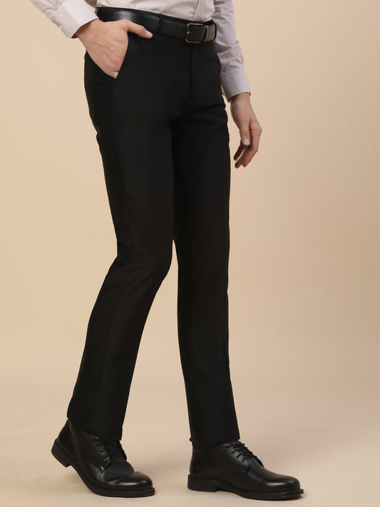 Formal Trouser for Men | Breathable & Soft with Color Fastness Regular Fit Terry Rayon Fabric Solid Pattern Button Closure
