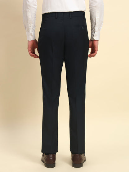 Formal Trouser for Men l Breathable & Soft with Color Fastness Regular Fit Terry Rayon Fabric Self Design Pattern Button Closure