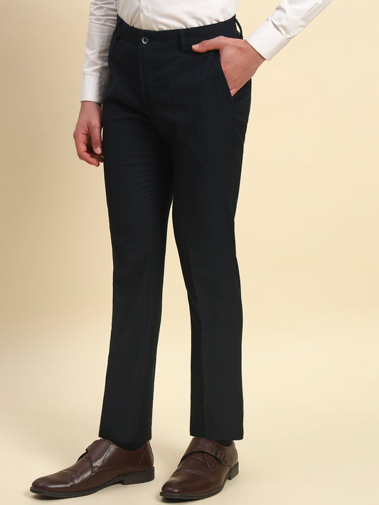 Formal Trouser for Men l Breathable & Soft with Color Fastness Regular Fit Terry Rayon Fabric Self Design Pattern Button Closure