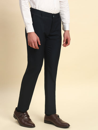 Formal Trouser for Men l Breathable & Soft with Color Fastness Regular Fit Terry Rayon Fabric Self Design Pattern Button Closure