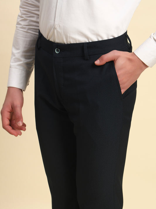 Formal Trouser for Men l Breathable & Soft with Color Fastness Regular Fit Terry Rayon Fabric Self Design Pattern Button Closure