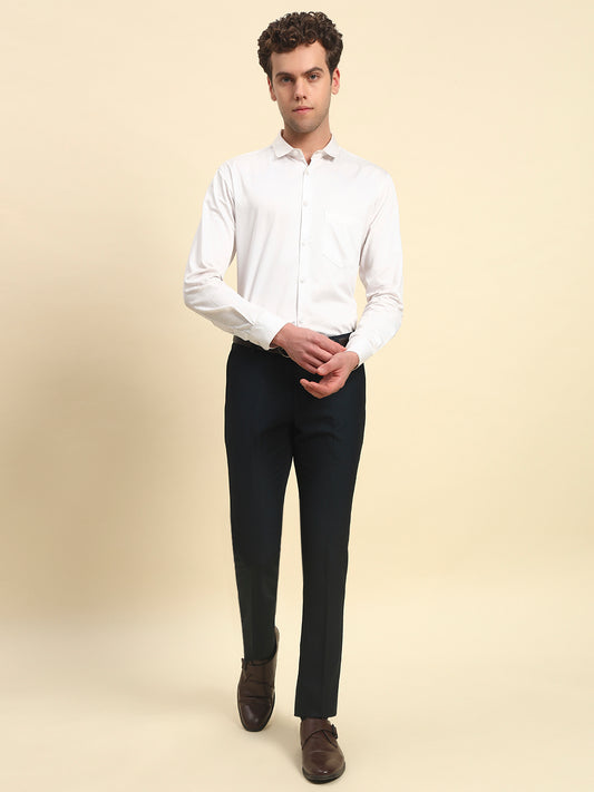 Formal Trouser for Men l Breathable & Soft with Color Fastness Regular Fit Terry Rayon Fabric Self Design Pattern Button Closure