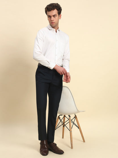 Formal Trouser for Men l Breathable & Soft with Color Fastness Regular Fit Terry Rayon Fabric Self Design Pattern Button Closure