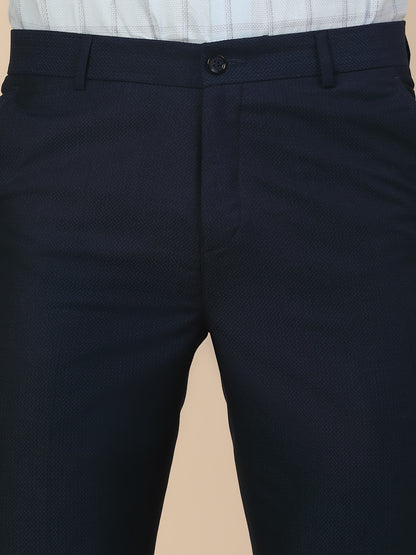 Formal Trouser for Men | Breathable & Soft with Color Fastness Regular Fit Terry Rayon Fabric Self Design Pattern Button Closure