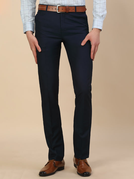 Formal Trouser for Men | Breathable & Soft with Color Fastness Regular Fit Terry Rayon Fabric Self Design Pattern Button Closure