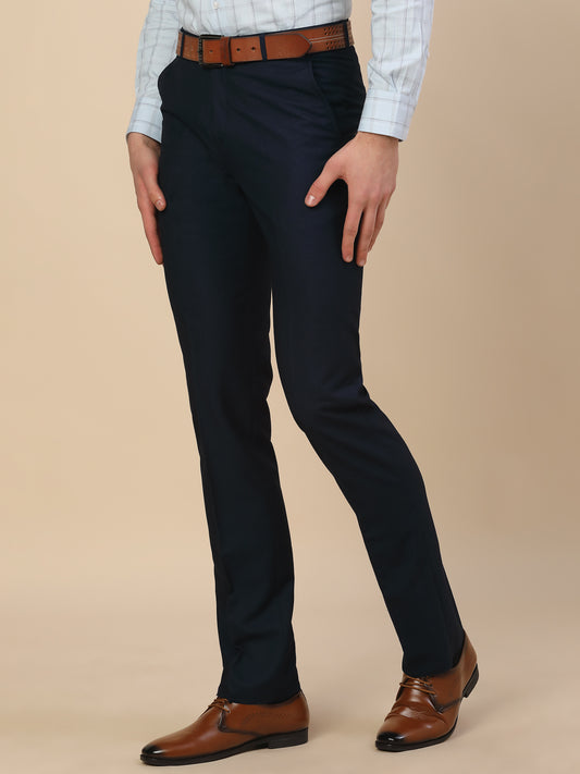 Formal Trouser for Men | Breathable & Soft with Color Fastness Regular Fit Terry Rayon Fabric Self Design Pattern Button Closure