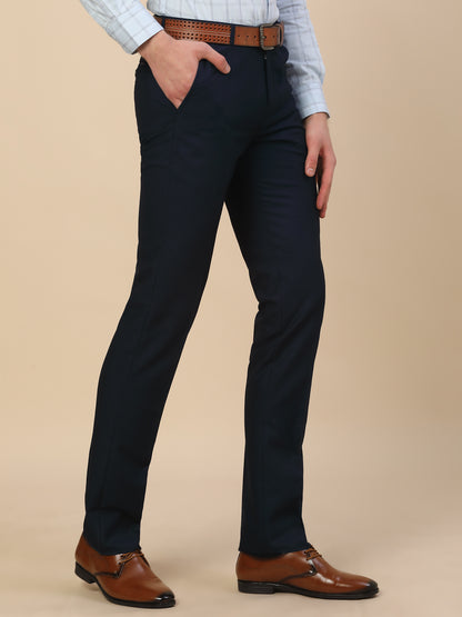 Formal Trouser for Men | Breathable & Soft with Color Fastness Regular Fit Terry Rayon Fabric Self Design Pattern Button Closure