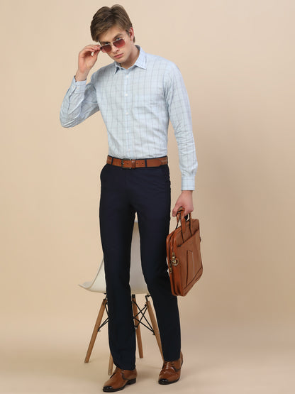 Formal Trouser for Men | Breathable & Soft with Color Fastness Regular Fit Terry Rayon Fabric Self Design Pattern Button Closure