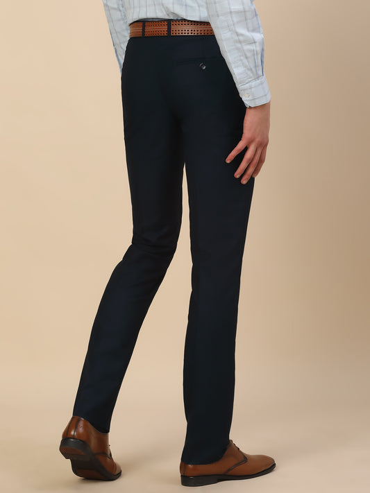 Formal Trouser for Men | Breathable & Soft with Color Fastness Regular Fit Terry Rayon Fabric Self Design Pattern Button Closure