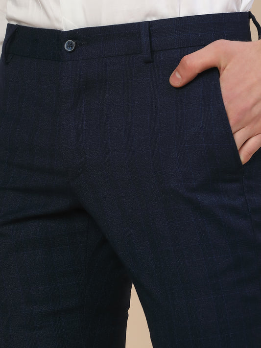 Formal Trouser for Men | Breathable & Soft with Color Fastness Regular Fit Terry Rayon Fabric Self Design Pattern Button Closure