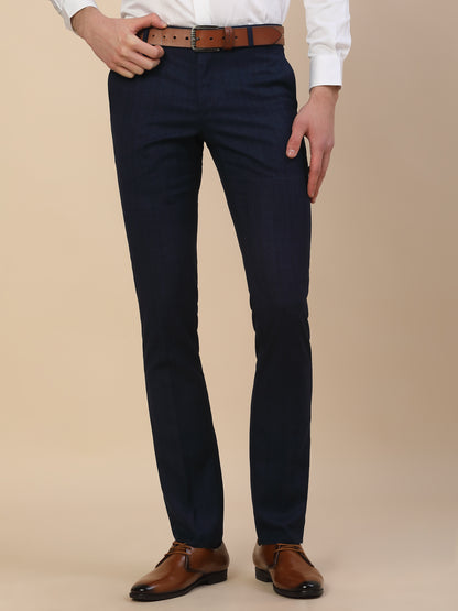 Formal Trouser for Men | Breathable & Soft with Color Fastness Regular Fit Terry Rayon Fabric Self Design Pattern Button Closure