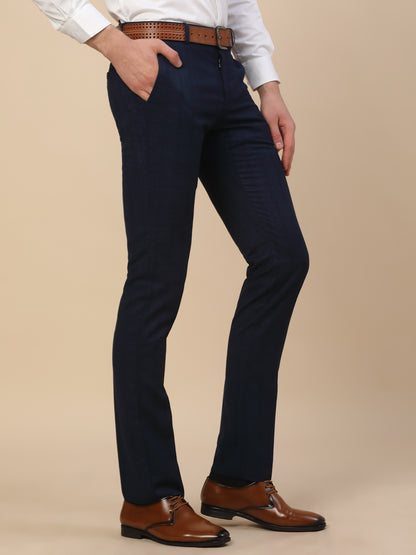 Formal Trouser for Men | Breathable & Soft with Color Fastness Regular Fit Terry Rayon Fabric Self Design Pattern Button Closure