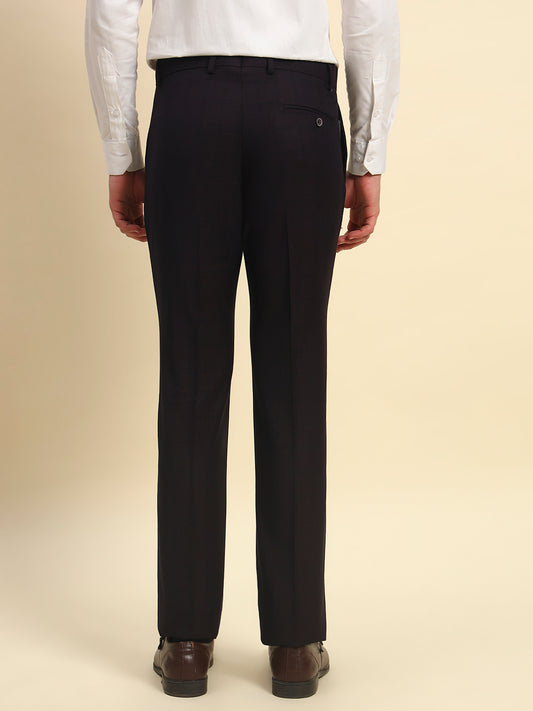 Formal Trouser for Men l Breathable & Soft with Color Fastness Regular Fit Terry Rayon Fabric Checkered Pattern Button Closure