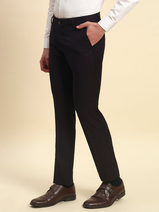 Formal Trouser for Men l Breathable & Soft with Color Fastness Regular Fit Terry Rayon Fabric Checkered Pattern Button Closure