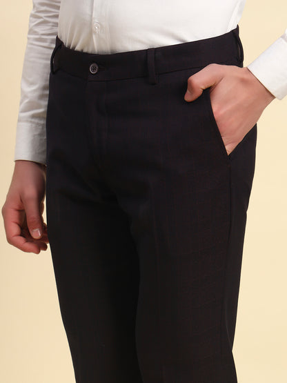 Formal Trouser for Men l Breathable & Soft with Color Fastness Regular Fit Terry Rayon Fabric Checkered Pattern Button Closure