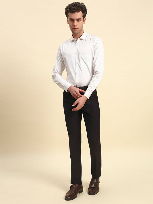 Formal Trouser for Men l Breathable & Soft with Color Fastness Regular Fit Terry Rayon Fabric Self Design Pattern Button Closure