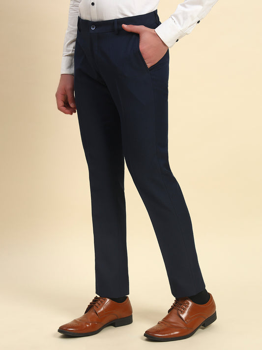 Formal Trouser for Men l Breathable & Soft with Color Fastness Regular Fit Terry Rayon Fabric Self Design Pattern Button Closure