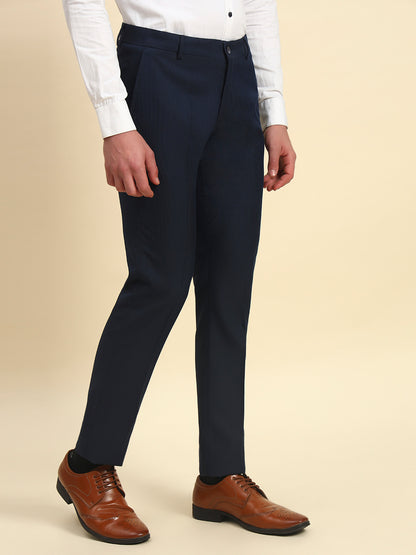 Formal Trouser for Men l Breathable & Soft with Color Fastness Regular Fit Terry Rayon Fabric Self Design Pattern Button Closure